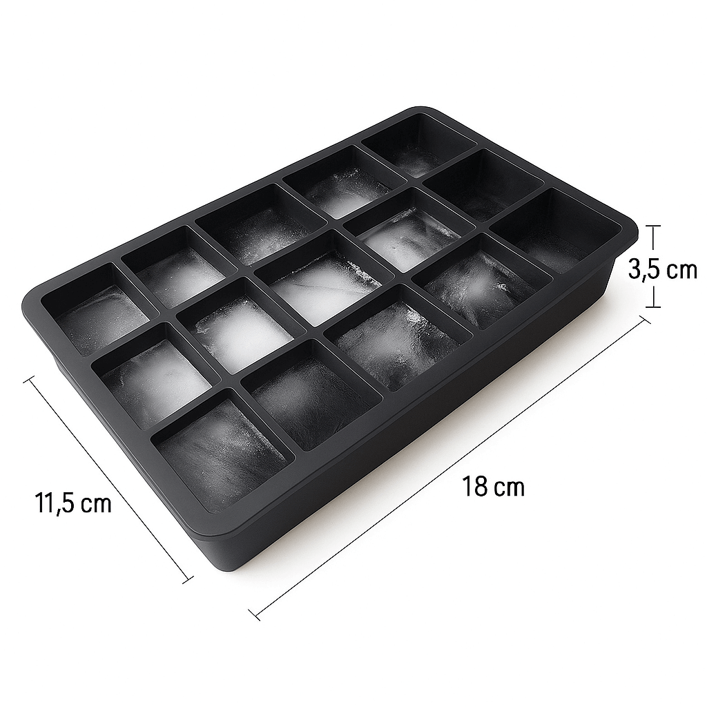 Ice Cube Trays, 4-pack, Silicone, 15 Medium Large Ice Cubes